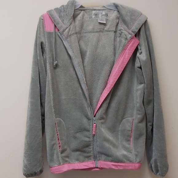 Size Medium Junior Hooded Gray & Pink Jacket - Picture 7 of 7